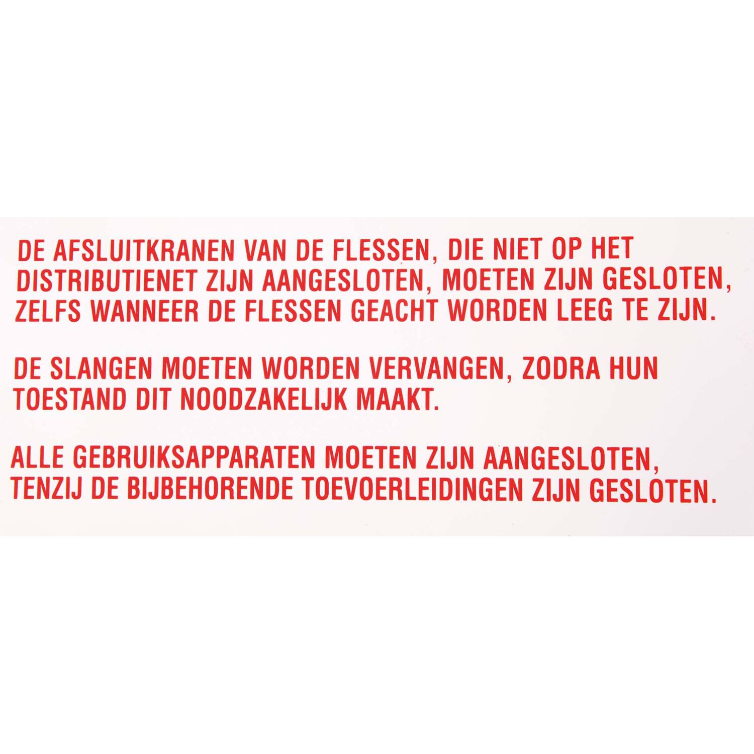 Sticker instructie vloeibaar gas
