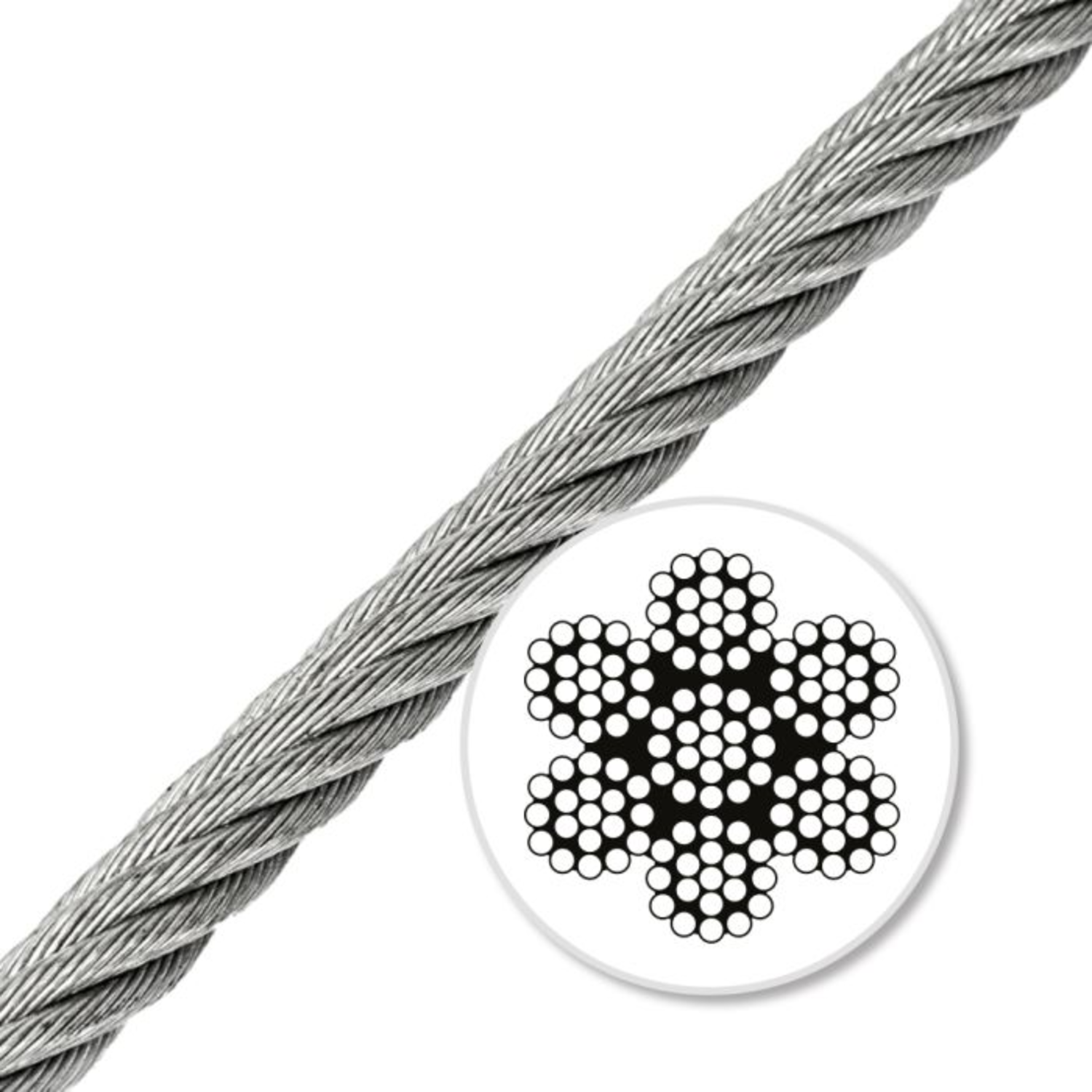 Koppeldraad VH 6x36 ws+stk 18mm 70m