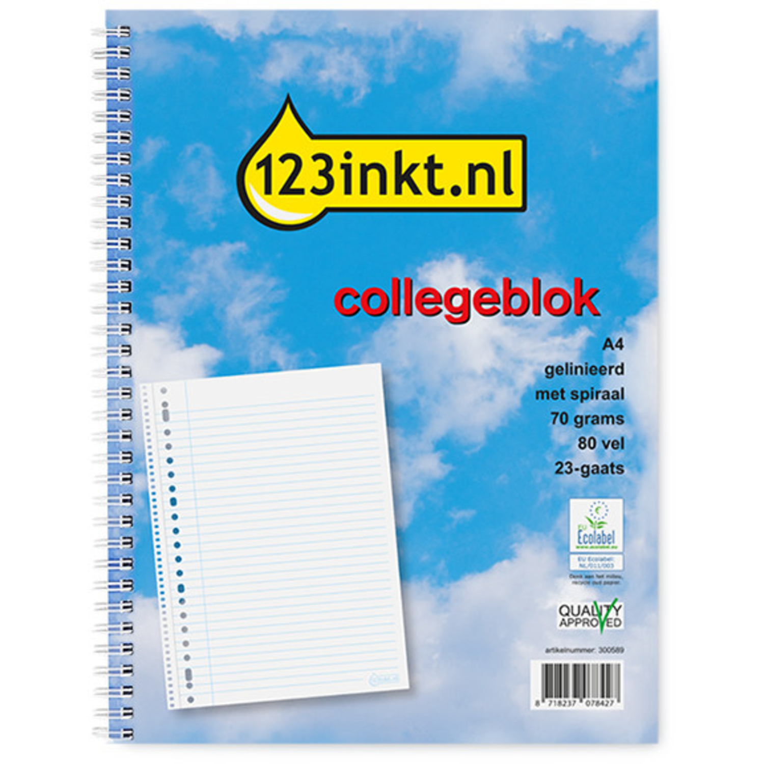 Kantoor collegeblok A4, gelinieerd