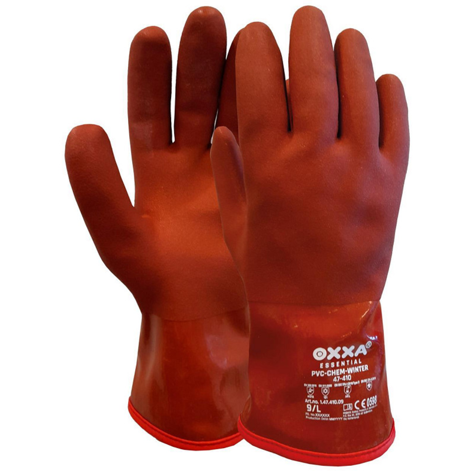 Handschoen coldgrip Rood PVC Gevoerd 30cm 9
