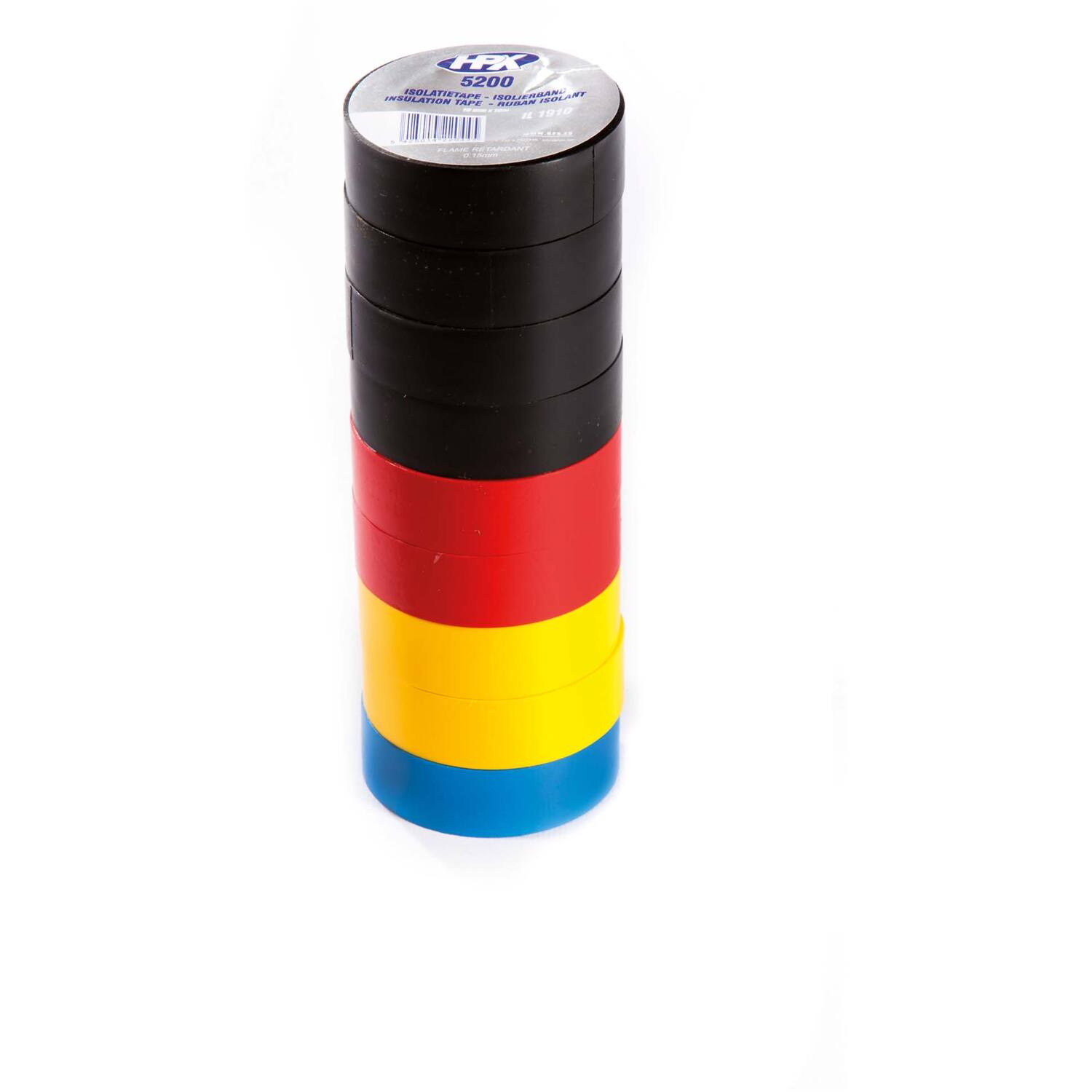Isolatietape 10x10m 19mm/5 kleuren