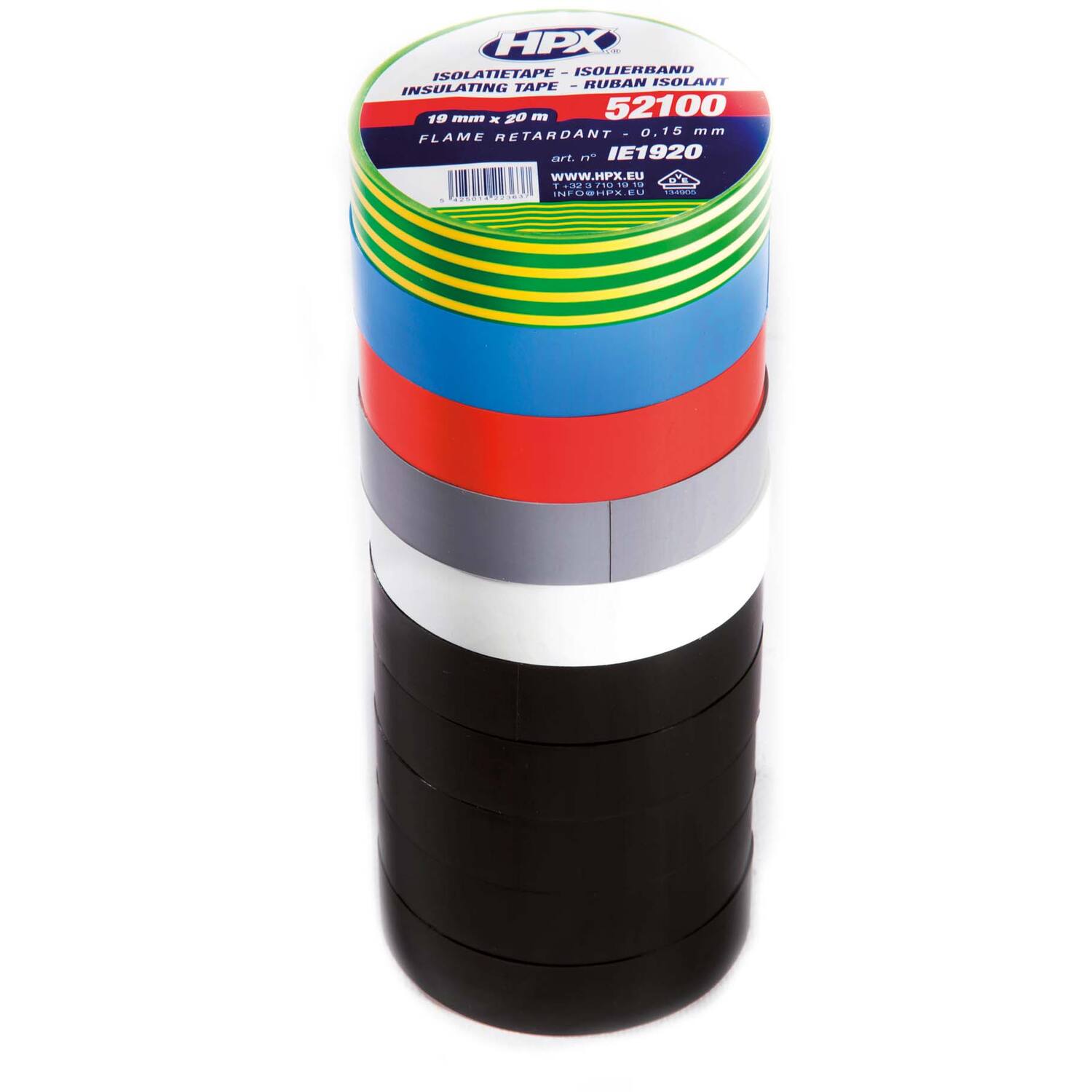Isolatietape 10x20m 19mm/6 kleuren