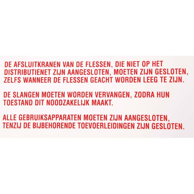 Sticker instructie vloeibaar gas