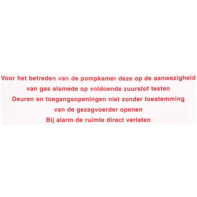 Sticker betreden pompkamer
