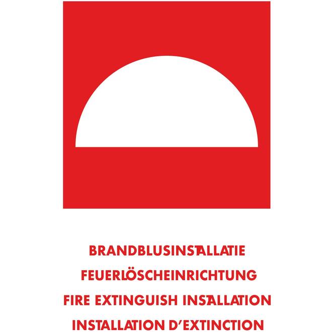 Sticker brandblusinstallatie tekst 10x15cm