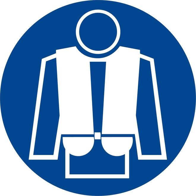 Sticker reddingvest dragen verplicht
