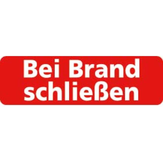 Sticker Bei brand schliessen 10x3cm