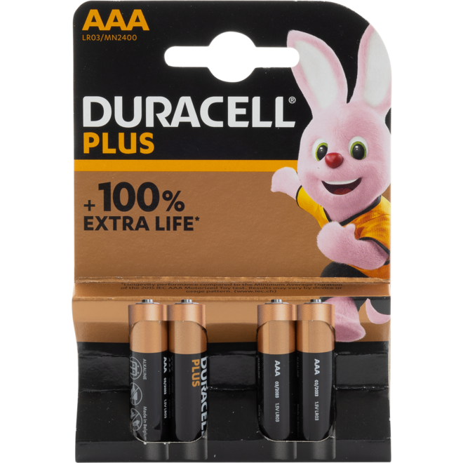 Batterij AAA Duracel Plus MN2400 4st.