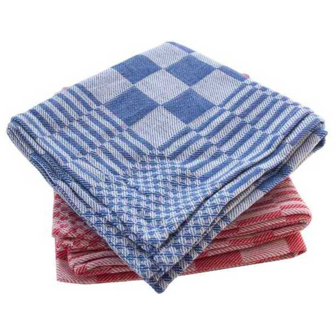 Theedoek blauw/rood