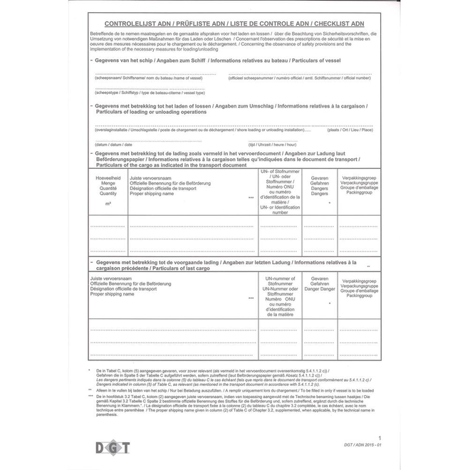 ADN Checklist  (Nieuw) per 25 stuks  Netto Prijs
