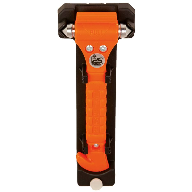 Lifehammer oranje + wandbeugel