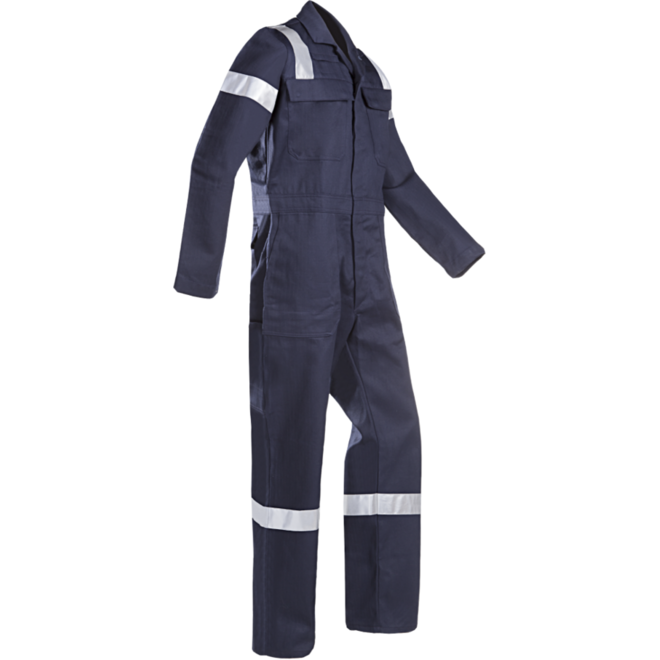 Sioen norm overall FR/AST, marineblauw + reflecterende strips