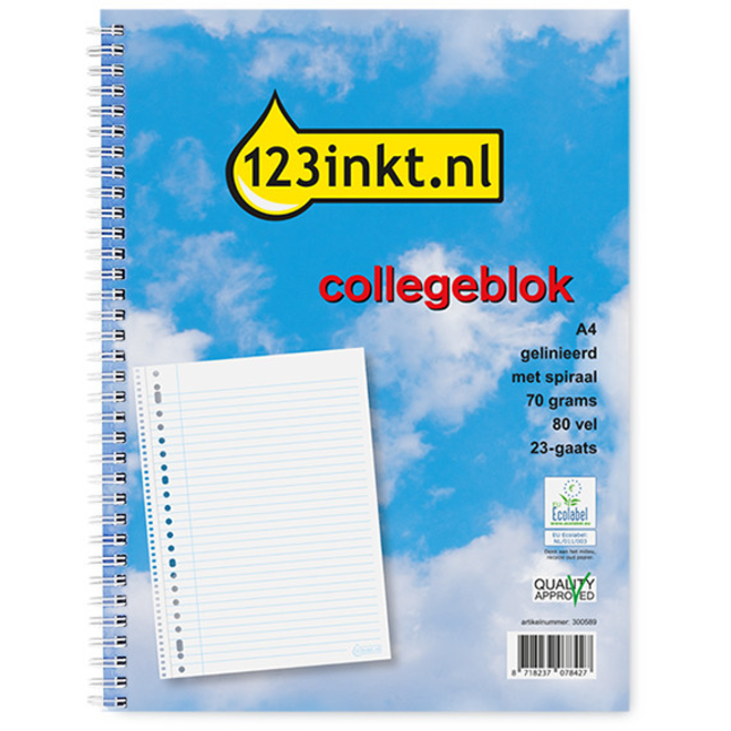 Kantoor collegeblok A4, gelinieerd
