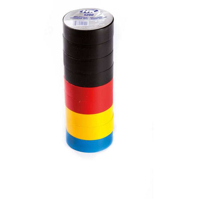 Isolatietape 10x10m 19mm/5 kleuren