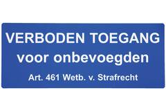Sticker verboden toegang Wetboek Strafrecht