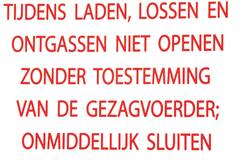 Sticker tijdens laden/lossen/ontgassen