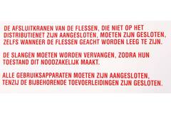 Sticker instructie vloeibaar gas