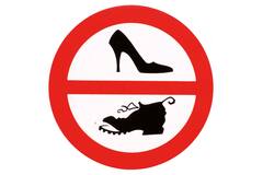 Sticker verbod hard schoeisel 10cm