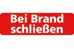 Sticker Bei brand schliessen 10x3cm